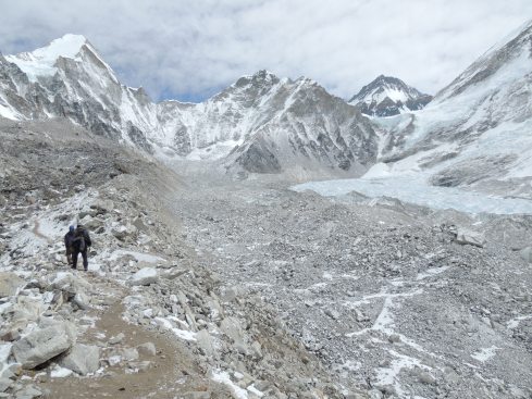 Approaching Everest Base Camp with Khumbu icefall and glacier (Photo by Rob Martin)