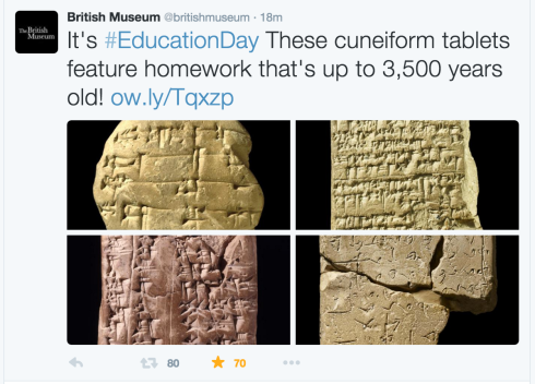 Screenshot from the British Museum Twitter Post (Oct. 15, 2015)